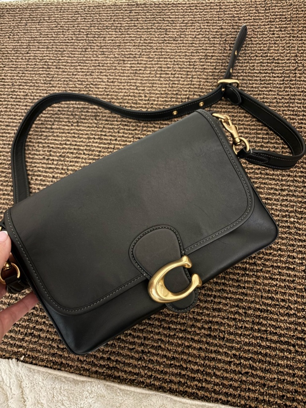 Coach Black Leather Crossbody Bag with Gold Hardware
